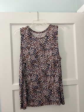 Nine West Blue & Brown Animal Print Sleeveless Top